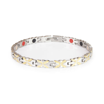 Butterflies - Negative Ion Bracelet, Gold and Stainless Steel